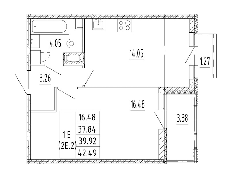 1-комнатная квартира 34.88 м², 12/12 эт., ЖК «Полис Приморский 2»
